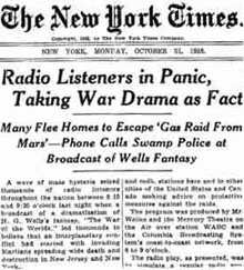 forsíða New York Times, Marsbúar, Innrásin frá Mars