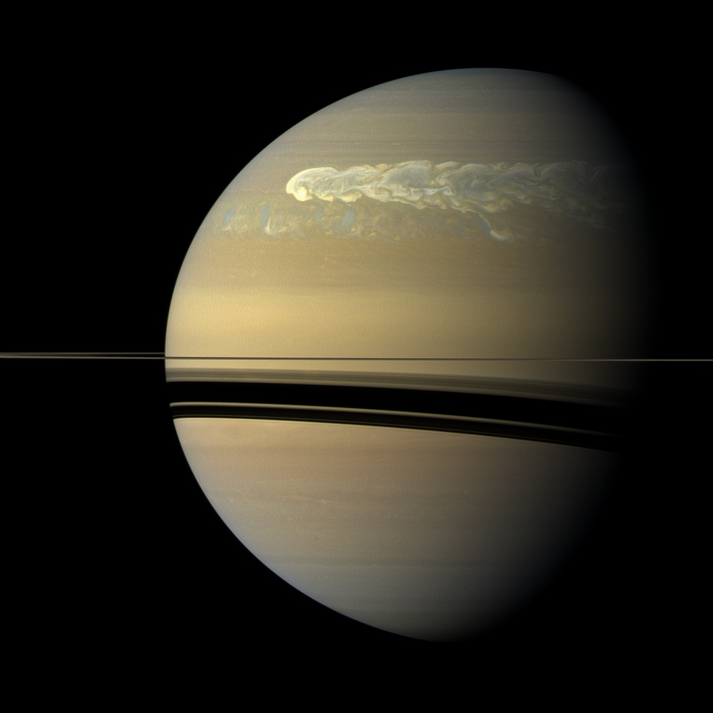 10-stormur-saturnus Stormur á Satúrnusi í febrúar 2011. Mynd: NASA/JPL-Caltech/SSI