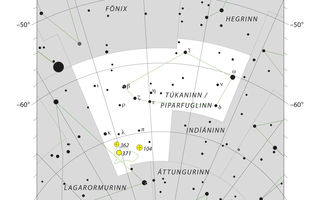 NGC 371, Túkaninn, Piparfuglinn, stjörnukort