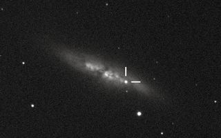 Sprengistjarnan í Messier 82 á mynd sem tekin var að kvöldi 21. janúar 2014. Mynd: UCL / University of London Observatory / Steve Fossey / Ben Cooke / Guy Pollack / Matthew Wilde / Thomas Wright