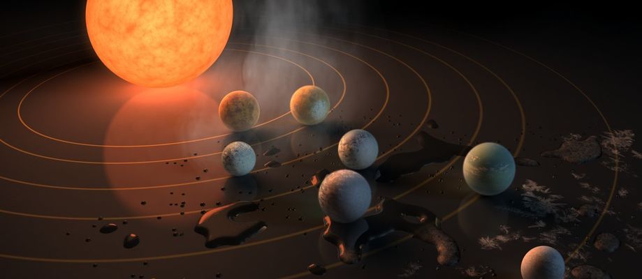 Teikning af TRAPPIST-1 sólkerfinu