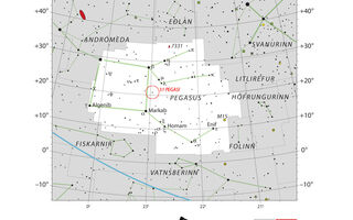 Kort af 51 Pegasi í Pegasusi. Mynd: Stjörnufræðivefurinn