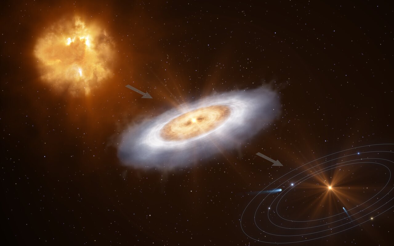 Vatnsgufa í skífu V883 Orionis