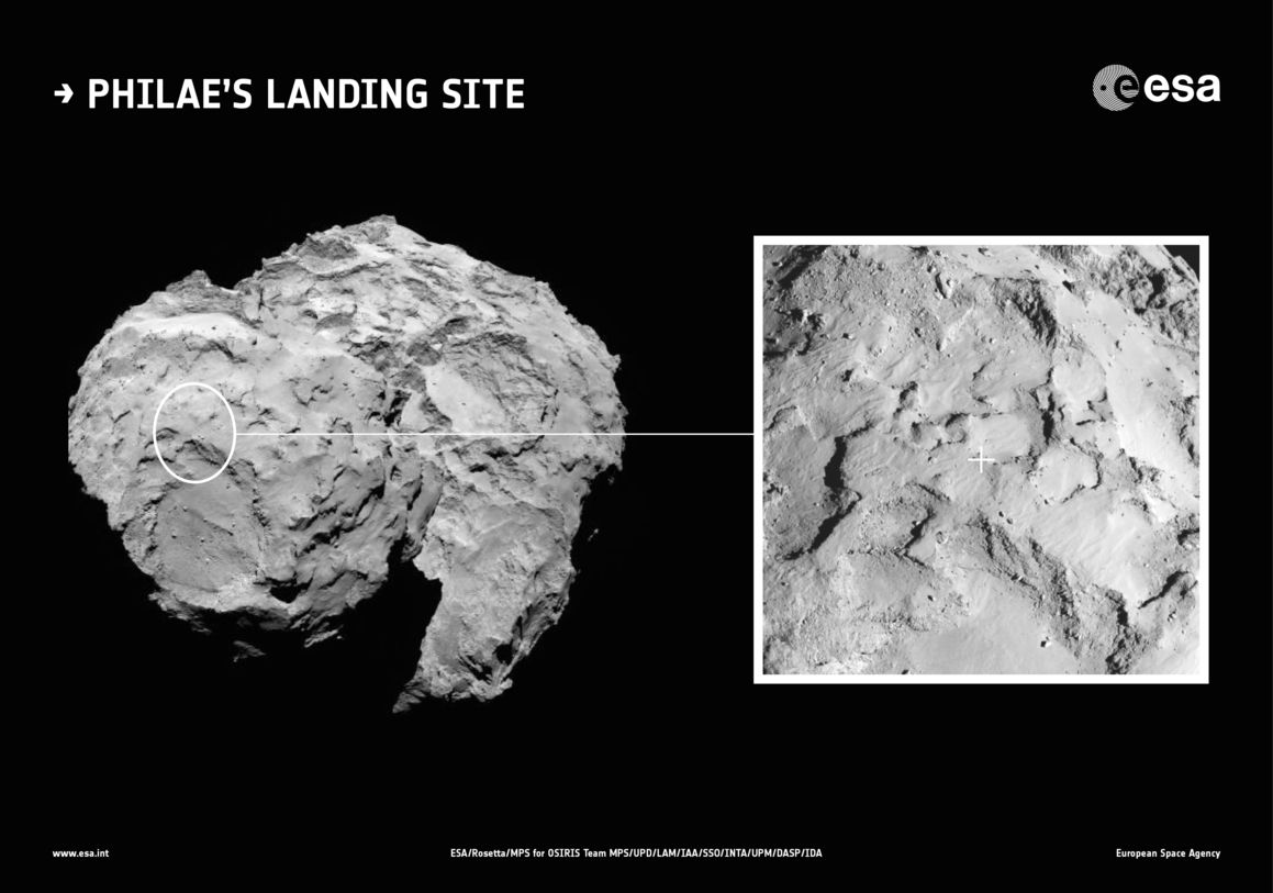 Lendingarstaður Philae á 67P/Churyumov-Gerasimenko