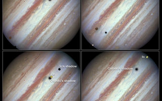 Íó, Evrópa og Kallistó ganga fyrir Júpíter 23. janúar 2015
