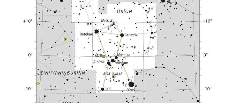 stjörnukort, stjörnumerki, Óríon