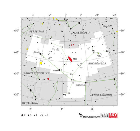 stjörnukort, stjörnumerki, Andrómeda