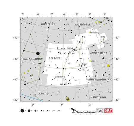 stjörnukort, stjörnumerki, Perseus