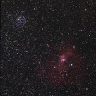 Messier 52, lausþyrping, Kassíópeia, NGC 7635, ljómþoka