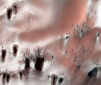 HiRISE, Jeans gígurinn, sandöldur, hrím, Mars