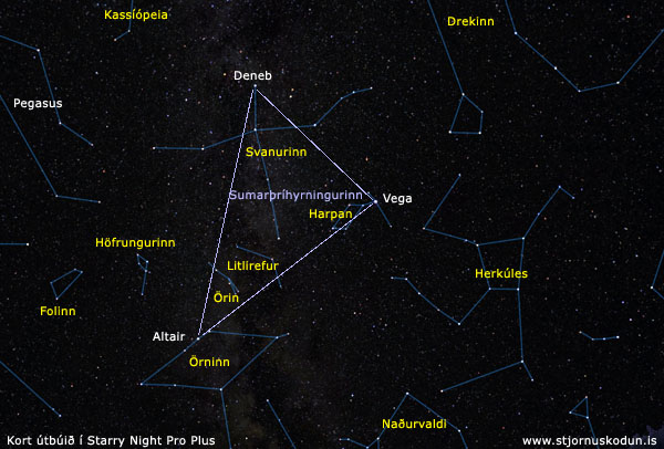 sumarþríhyrningurinn, vega, deneb, altair, stjörnumerki