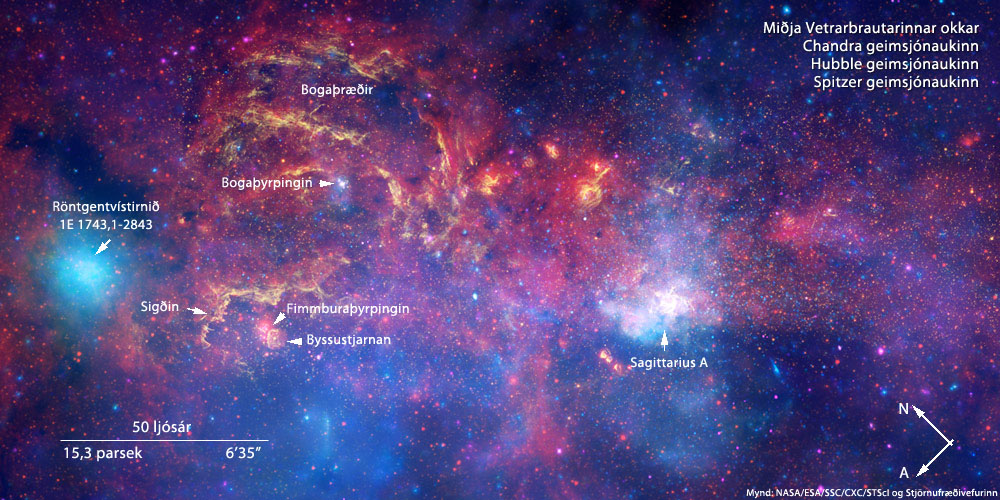 chandra hubble spitzer miðja vetrarbrautarinnar svarthol sagittarius a