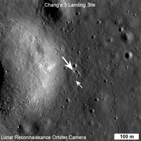 Lendingarstaður Chang'e 3 á Regnhafinu. Mynd: NASA/GSFC/Arizona State University